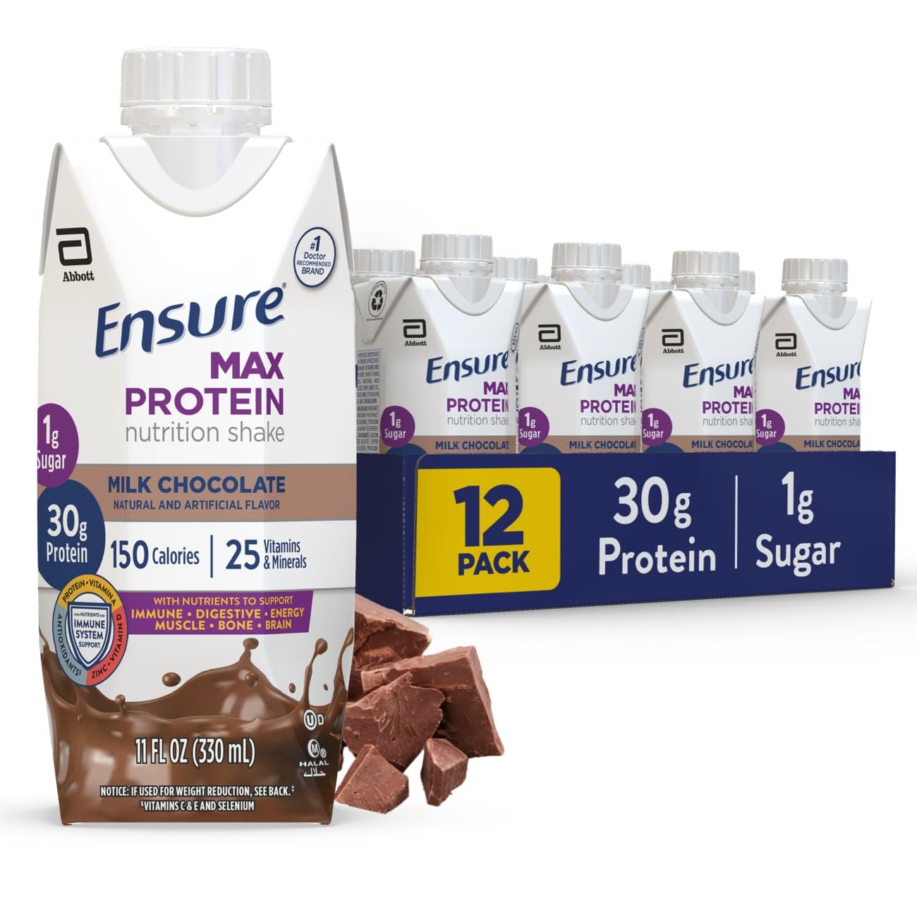 Ensure Max Protein Shake | Cherry Cheesecake | Ready to Drink | 30g Protein for Muscle Health | 1g Sugar, 4g Fiber | 11 fl oz, 12 Pack