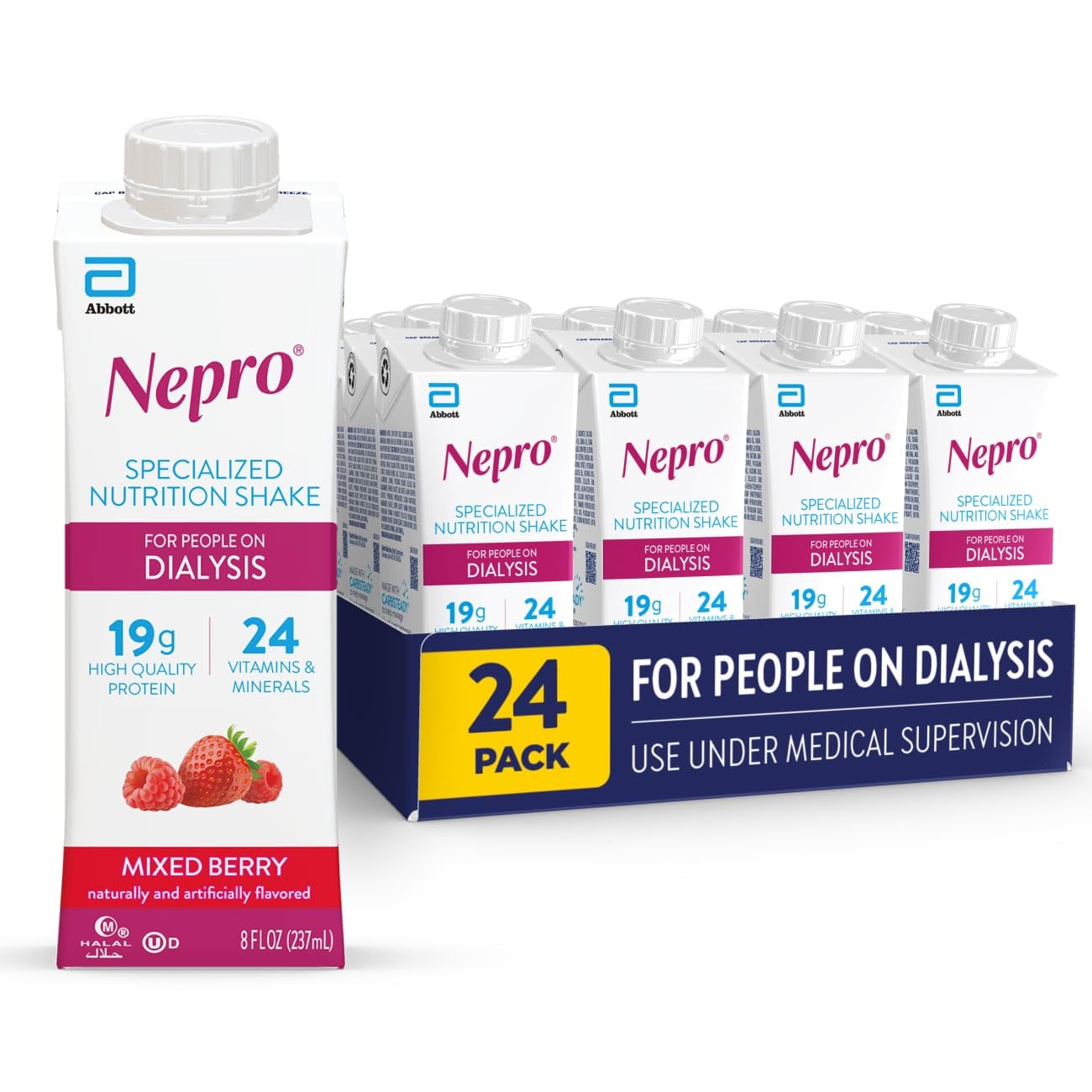 Nepro Nutrition Shake for People on Dialysis, 19g Protein, 420 Calories, Vanilla, 8 fl oz, Pack of 24