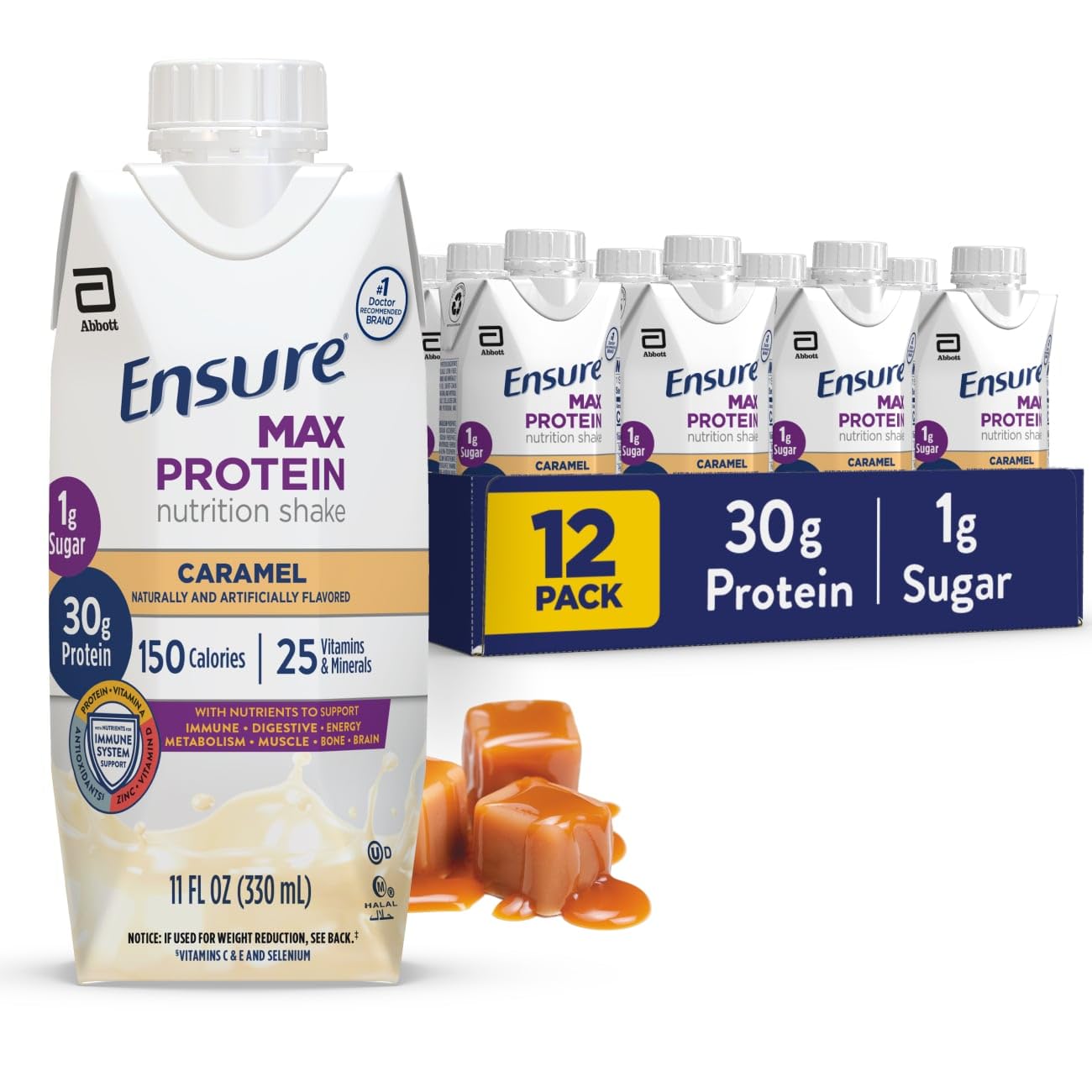 Ensure Max Protein Shake | Cherry Cheesecake | Ready to Drink | 30g Protein for Muscle Health | 1g Sugar, 4g Fiber | 11 fl oz, 12 Pack