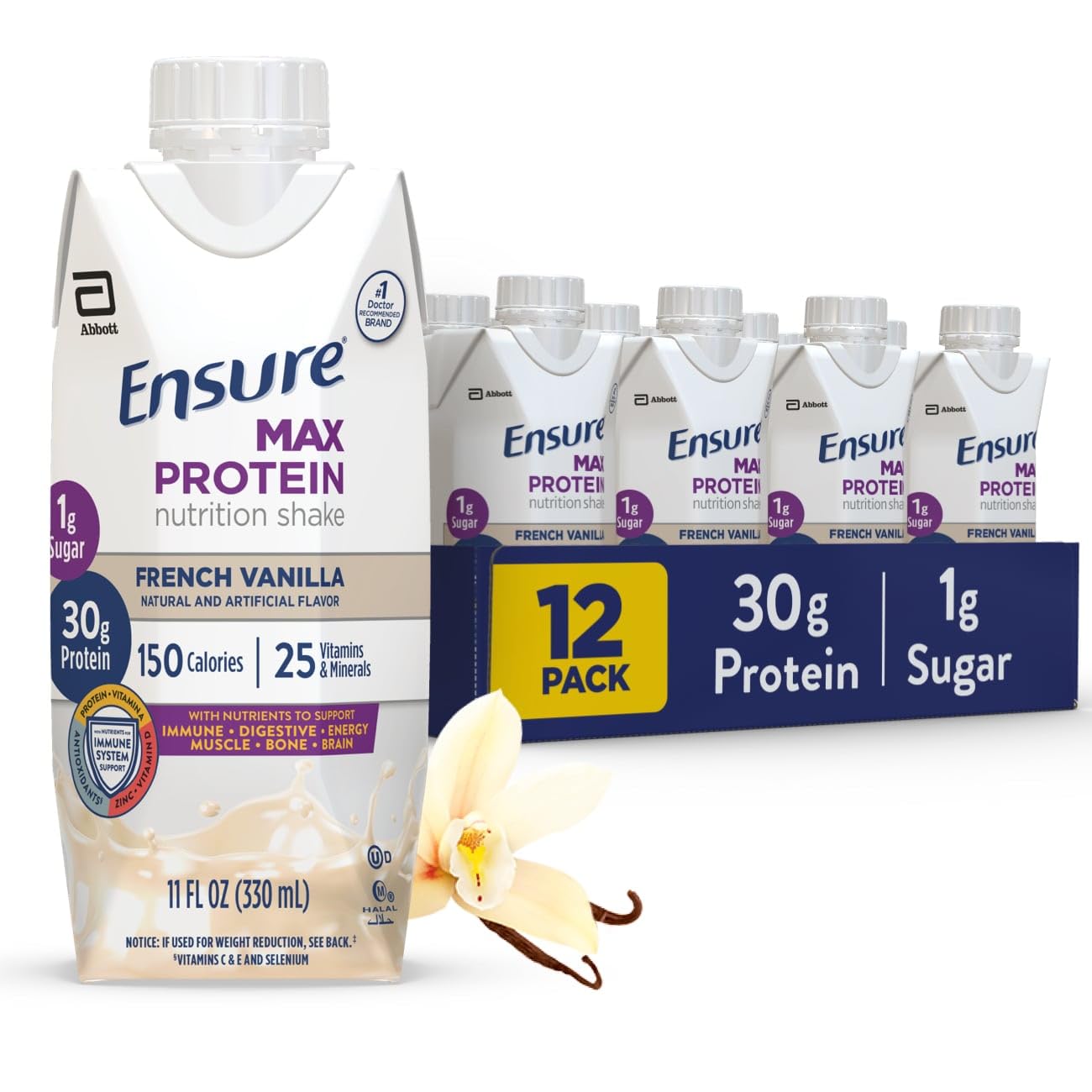 Ensure Max Protein Shake | Cherry Cheesecake | Ready to Drink | 30g Protein for Muscle Health | 1g Sugar, 4g Fiber | 11 fl oz, 12 Pack