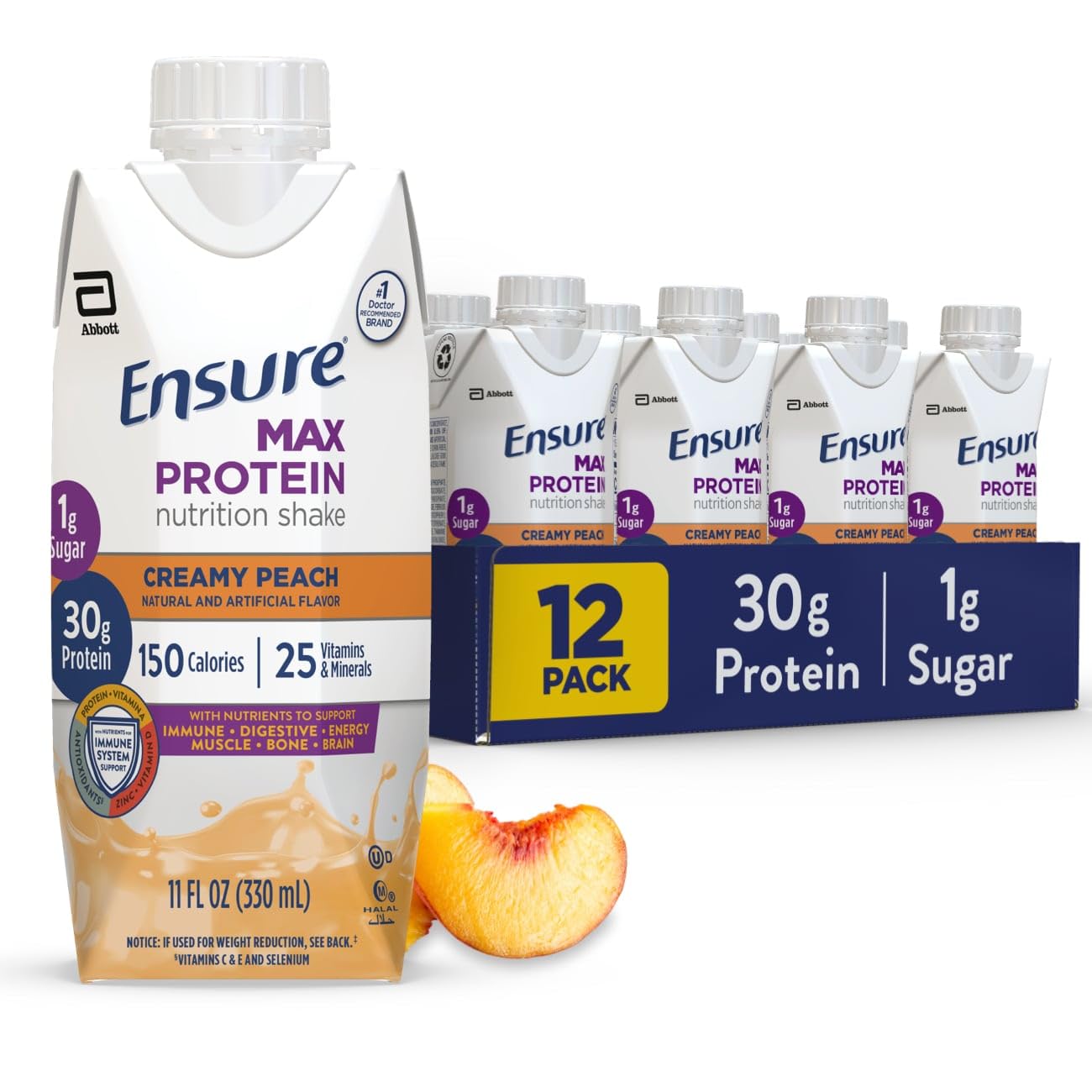 Ensure Max Protein Shake | Cherry Cheesecake | Ready to Drink | 30g Protein for Muscle Health | 1g Sugar, 4g Fiber | 11 fl oz, 12 Pack