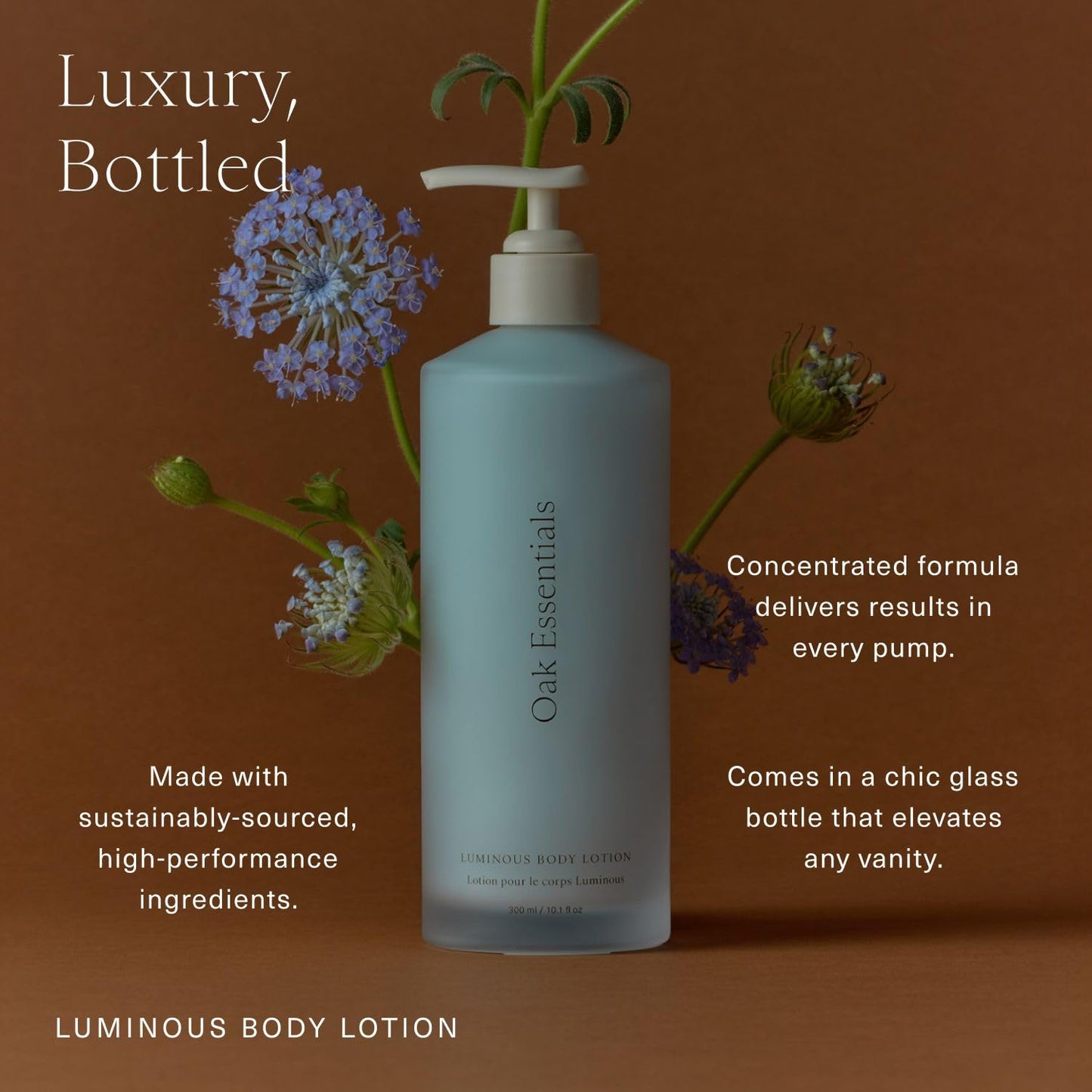Oak Essentials Luminous Body Lotion | Hydrating Blue Tansy Body Lotion with Rose Oil, Turmeric, Shea Butter and Coconut Oil, 10.1 Fl Oz