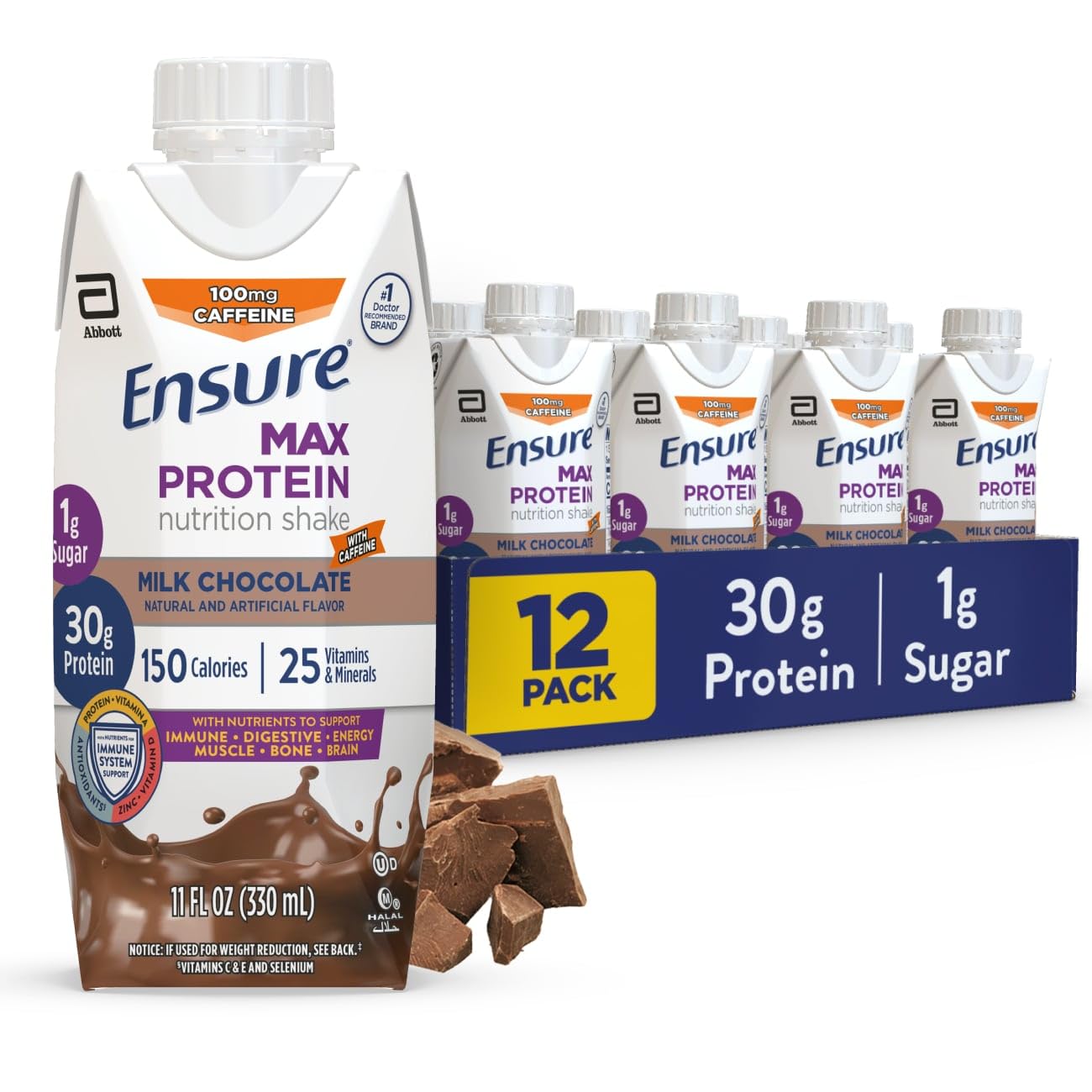 Ensure Max Protein Shake | Cherry Cheesecake | Ready to Drink | 30g Protein for Muscle Health | 1g Sugar, 4g Fiber | 11 fl oz, 12 Pack