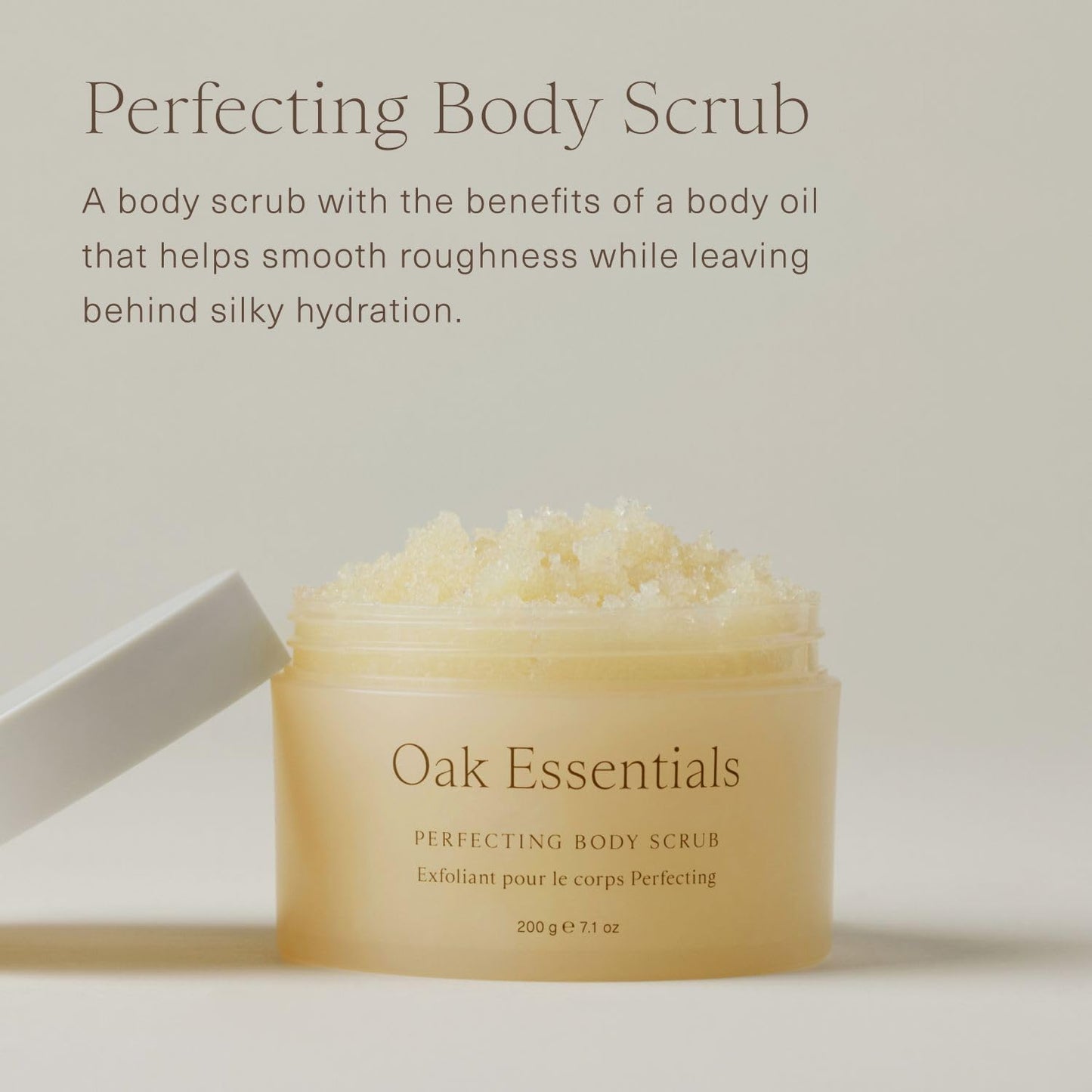 Oak Essentials Perfecting Body Scrub | Gentle Sugar Body Exfoliator for Visibly Smoother, Softer Skin, 7.1 Oz