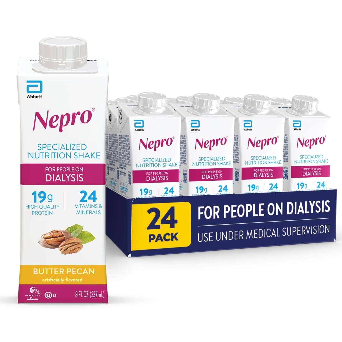 Nepro Nutrition Shake for People on Dialysis, 19g Protein, 420 Calories, Vanilla, 8 fl oz, Pack of 24