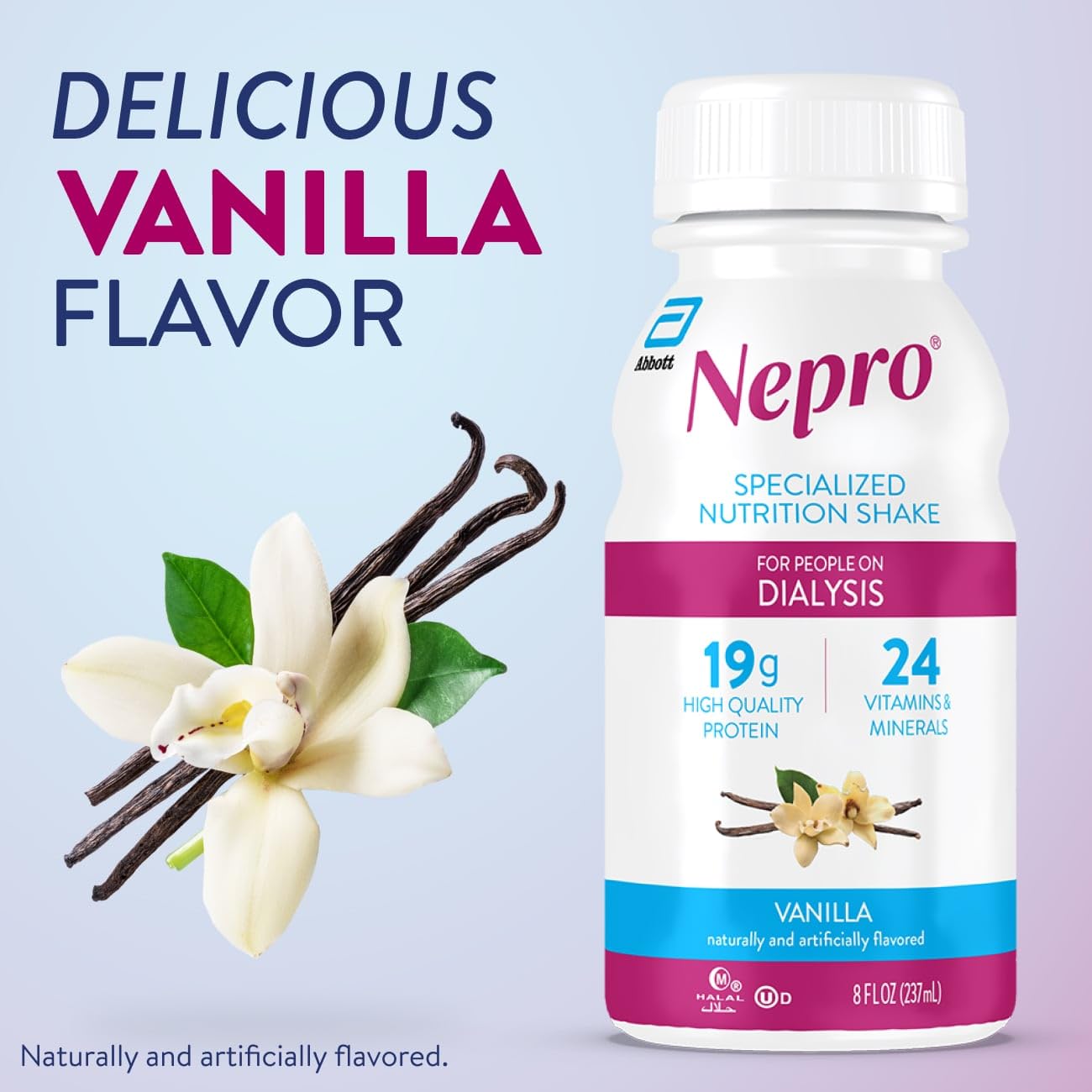 Nepro Nutrition Shake for People on Dialysis, 19g Protein, 420 Calories, Vanilla, 8 fl oz, Pack of 24