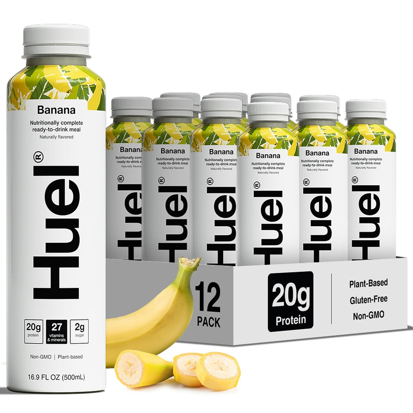 Huel Ready-to-Drink | Strawberry Meal Replacement Drink | High Protein Drink | Nutritionally Complete, Low Sugar, High Fiber, Plant Based, Vegan, Healthy | 22g Protein Per Bottle, 16.9 Fl Oz (12 Pack)