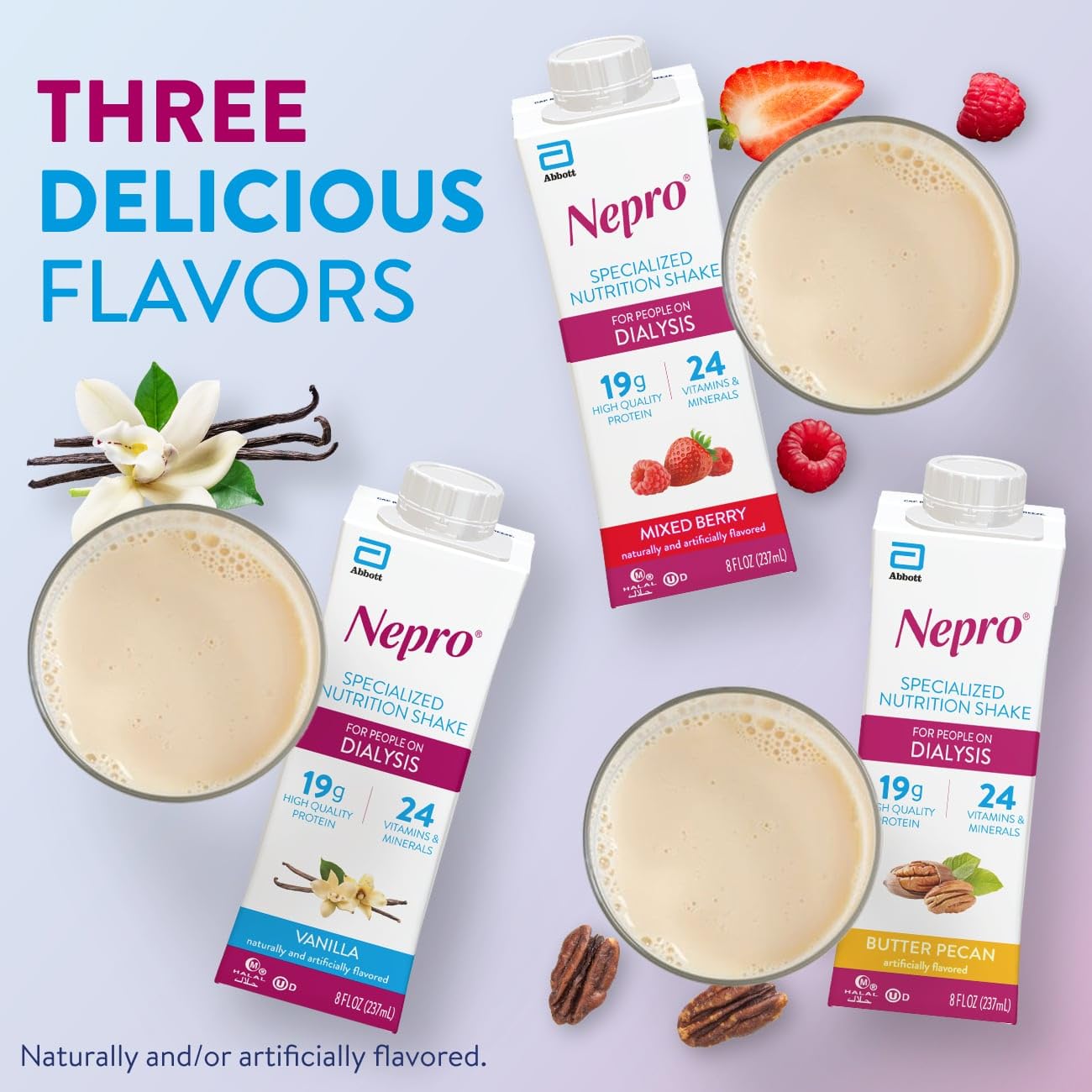 Nepro Nutrition Shake for People on Dialysis, 19g Protein, 420 Calories, Vanilla, 8 fl oz, Pack of 24