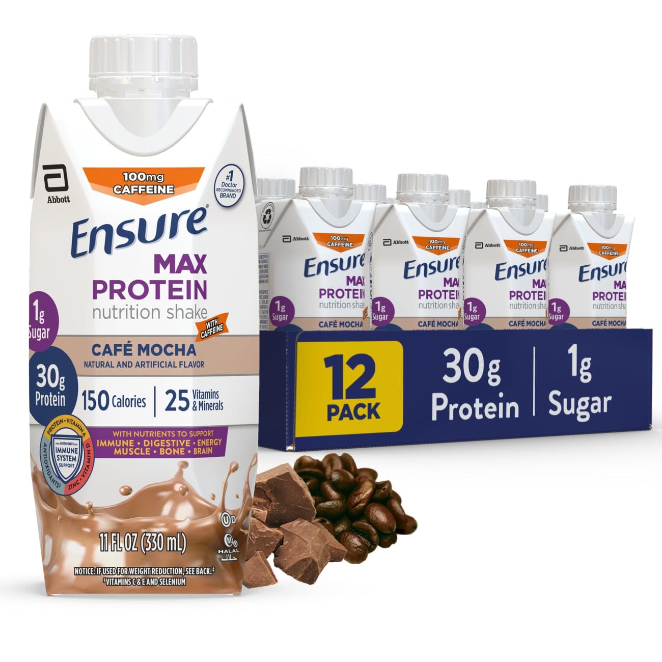 Ensure Max Protein Shake | Cherry Cheesecake | Ready to Drink | 30g Protein for Muscle Health | 1g Sugar, 4g Fiber | 11 fl oz, 12 Pack