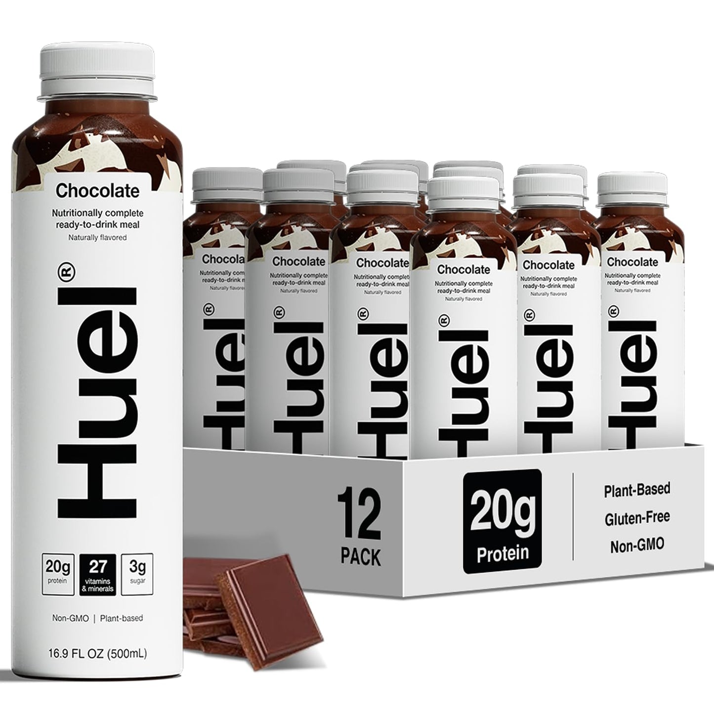Huel Ready-to-Drink | Strawberry Meal Replacement Drink | High Protein Drink | Nutritionally Complete, Low Sugar, High Fiber, Plant Based, Vegan, Healthy | 22g Protein Per Bottle, 16.9 Fl Oz (12 Pack)