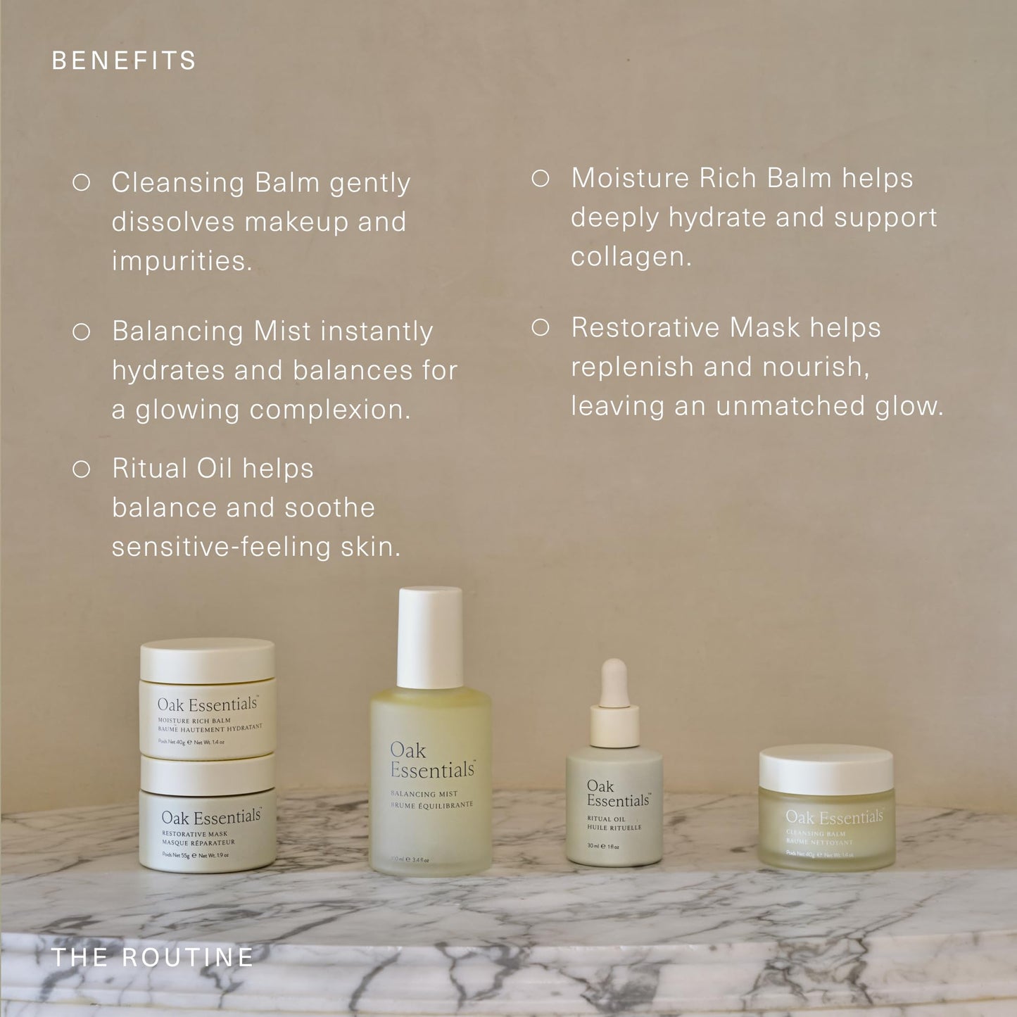 Oak Essentials The Routine At-Home Facial Gift Set | 5-Step Anti-Aging Skincare Routine with Blue Tansy Oil, Cleansing Balm & Face Mask