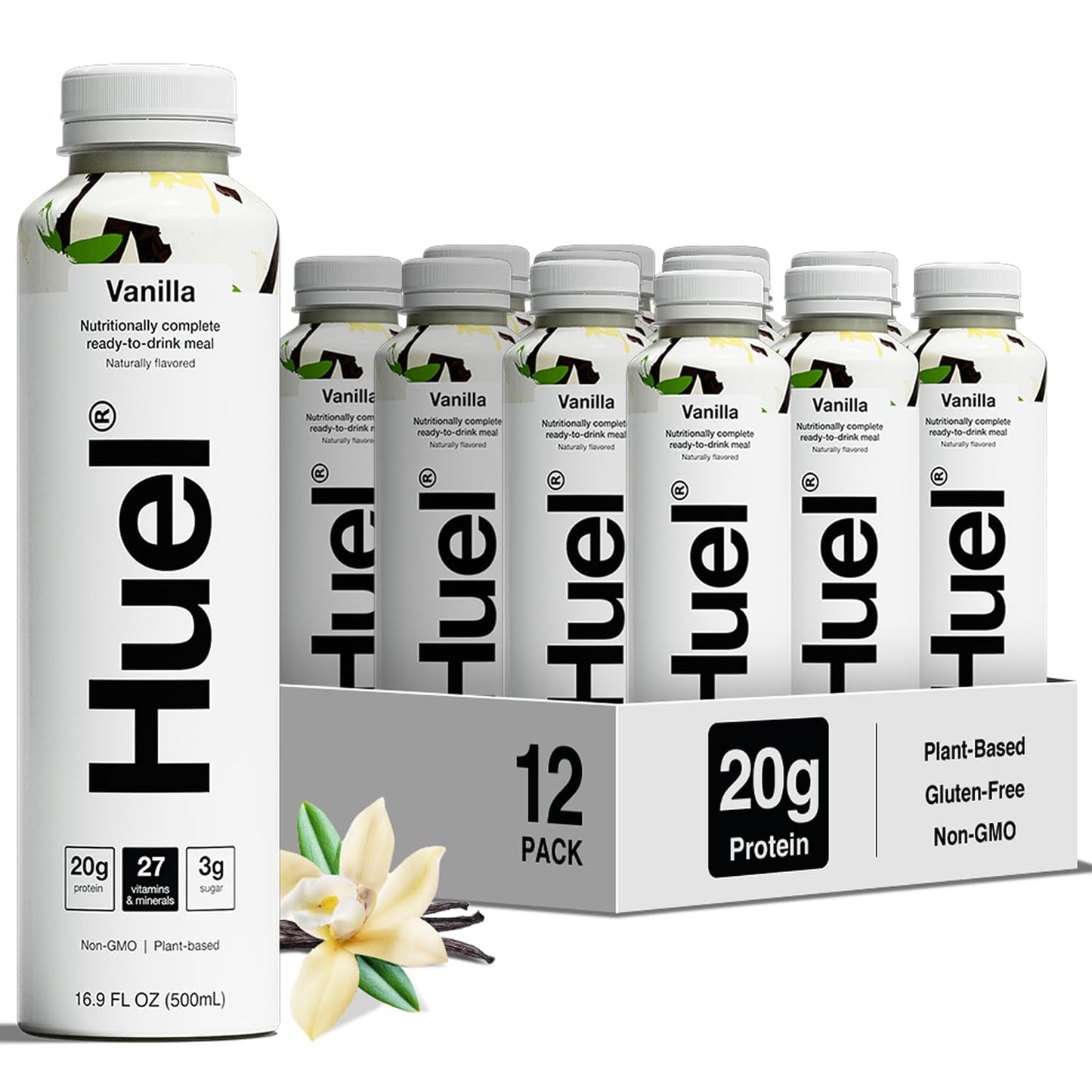 Huel Ready-to-Drink | Strawberry Meal Replacement Drink | High Protein Drink | Nutritionally Complete, Low Sugar, High Fiber, Plant Based, Vegan, Healthy | 22g Protein Per Bottle, 16.9 Fl Oz (12 Pack)