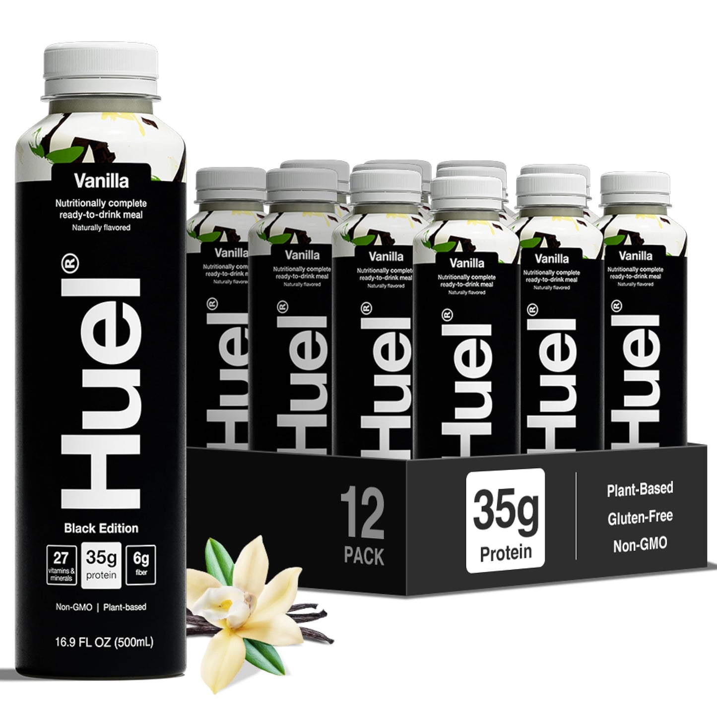 Huel Ready-to-Drink | Strawberry Meal Replacement Drink | High Protein Drink | Nutritionally Complete, Low Sugar, High Fiber, Plant Based, Vegan, Healthy | 22g Protein Per Bottle, 16.9 Fl Oz (12 Pack)