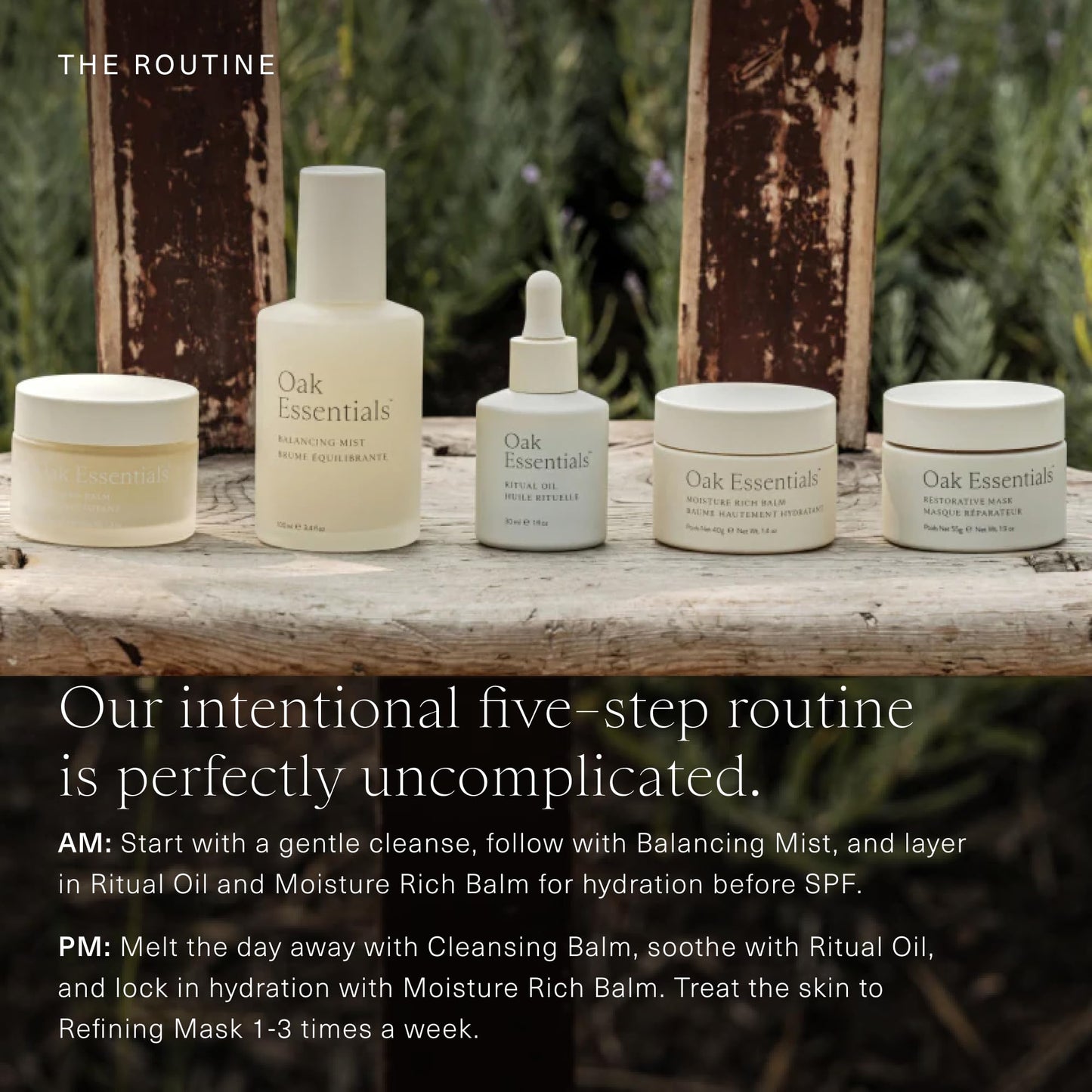 Oak Essentials The Routine At-Home Facial Gift Set | 5-Step Anti-Aging Skincare Routine with Blue Tansy Oil, Cleansing Balm & Face Mask