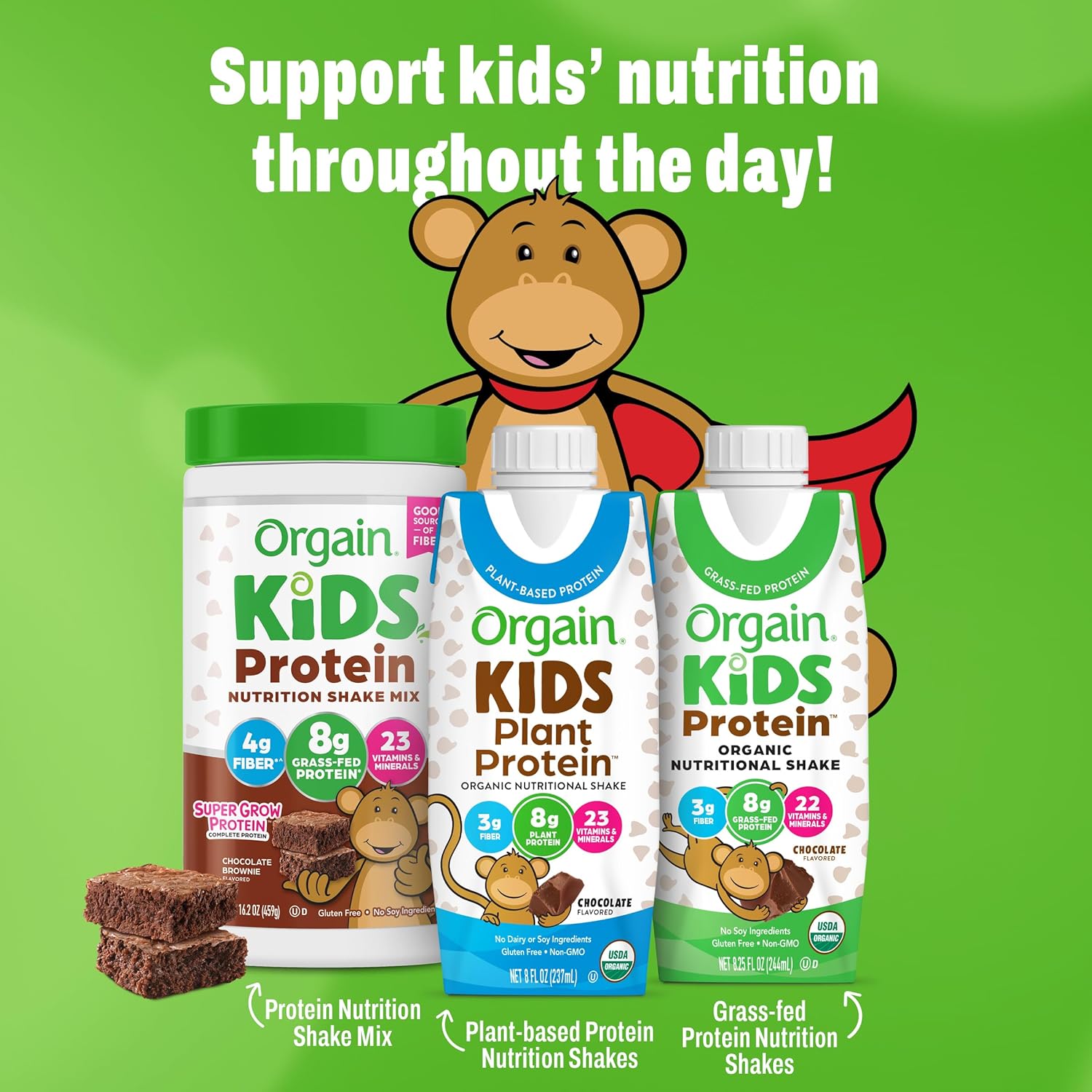 Orgain Organic Kids Nutritional Protein Shake, Vanilla, Healthy Kids Snacks, 8g Dairy Protein, 3g Fiber, 22 Vitamins & Minerals, No Soy ingredients, Gluten Free, Non-GMO, 8.25 Fl Oz (Pack of 12)