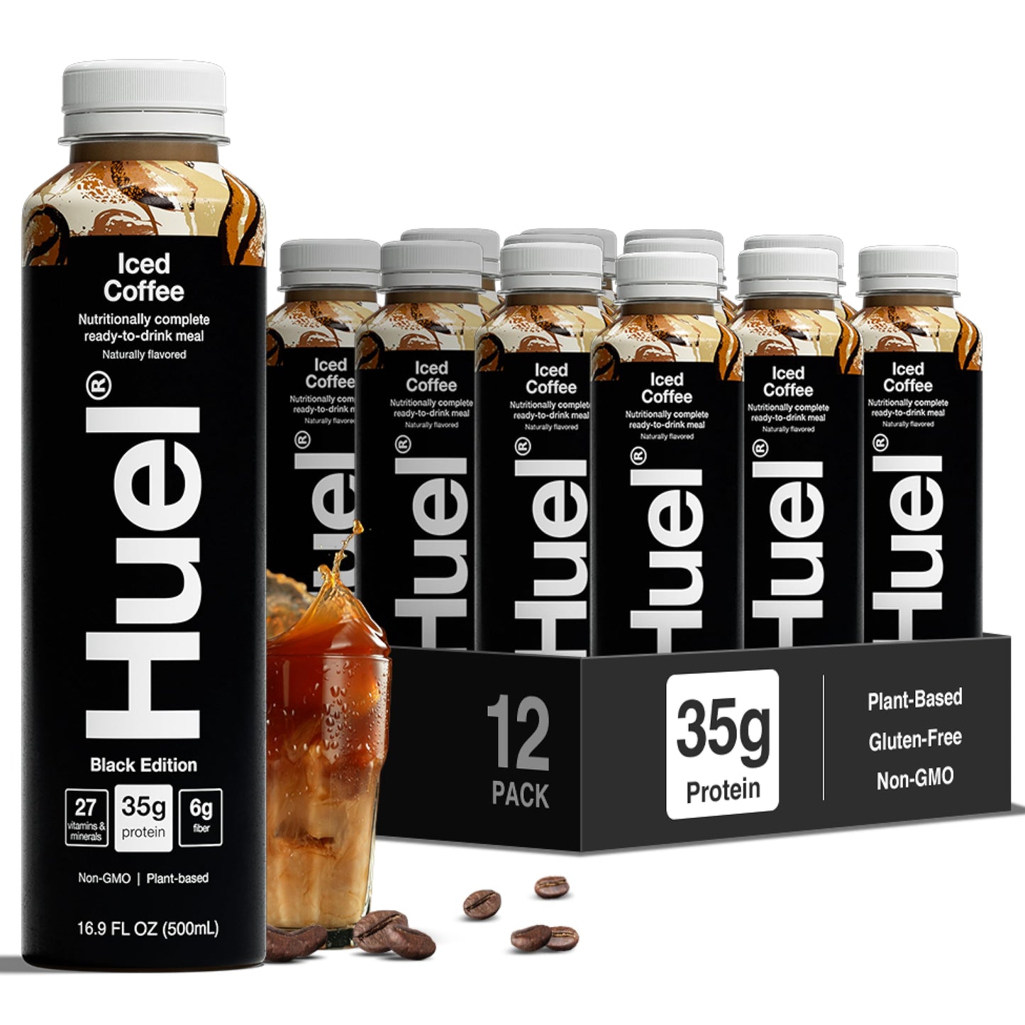 Huel Ready-to-Drink | Strawberry Meal Replacement Drink | High Protein Drink | Nutritionally Complete, Low Sugar, High Fiber, Plant Based, Vegan, Healthy | 22g Protein Per Bottle, 16.9 Fl Oz (12 Pack)