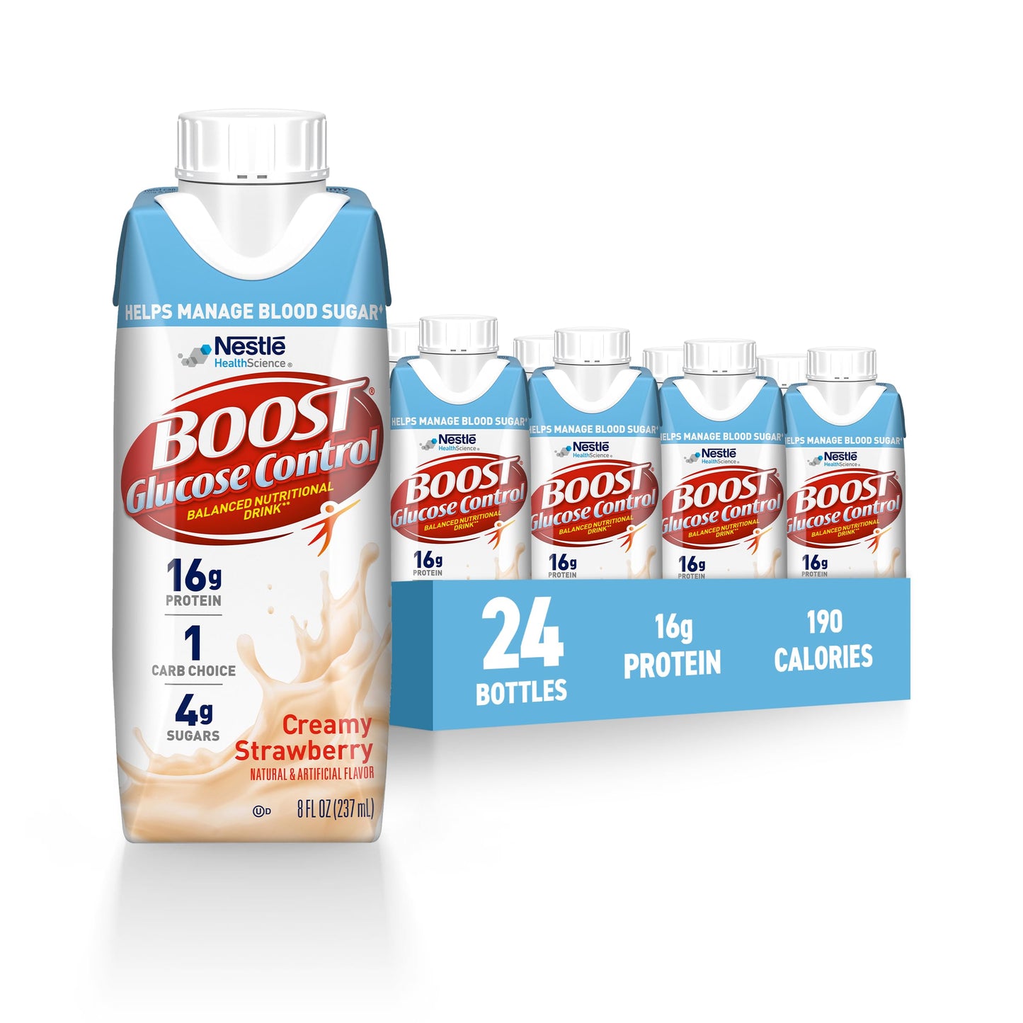 BOOST Glucose Control Ready to Drink Nutritional Drinks with Extra Nutrient Support Drink, Very Vanilla, Carton, 8 Fl Oz, Pack of 24
