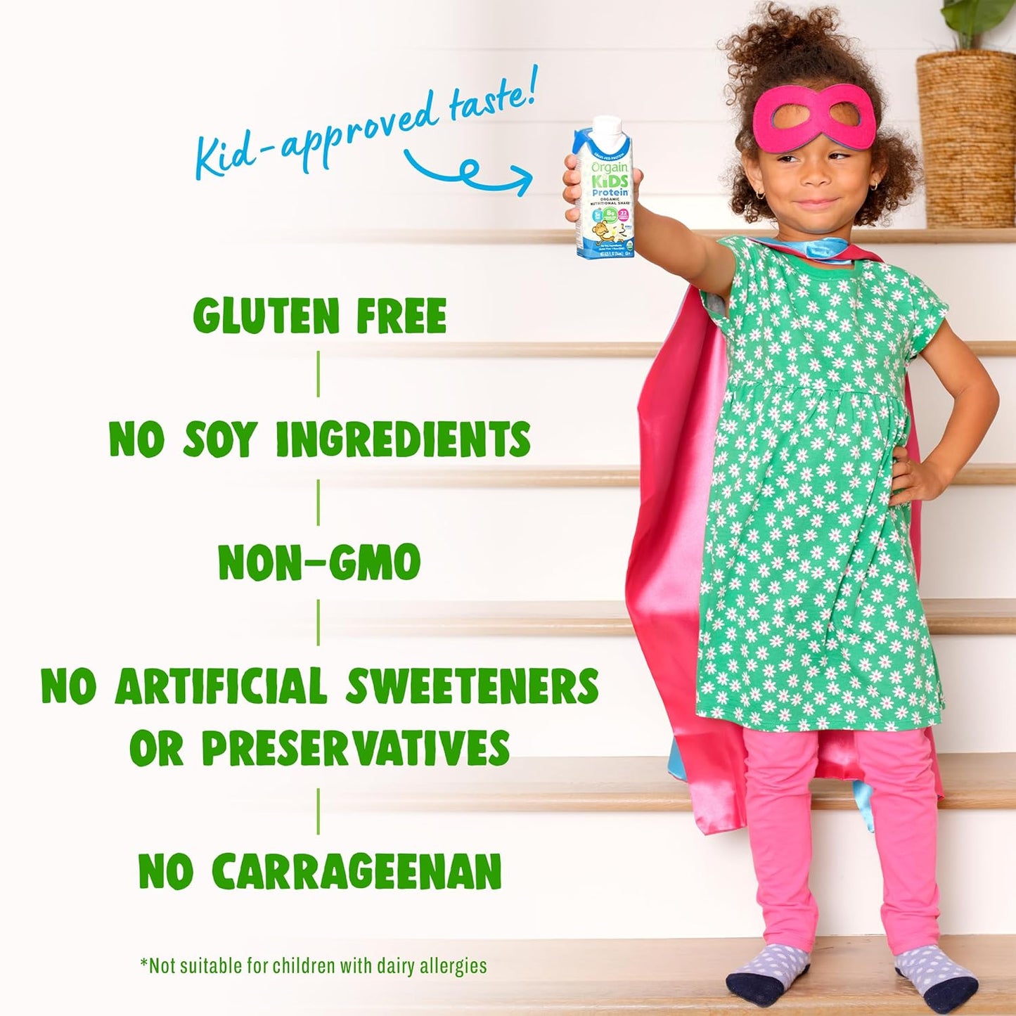 Orgain Organic Kids Nutritional Protein Shake, Vanilla, Healthy Kids Snacks, 8g Dairy Protein, 3g Fiber, 22 Vitamins & Minerals, No Soy ingredients, Gluten Free, Non-GMO, 8.25 Fl Oz (Pack of 12)
