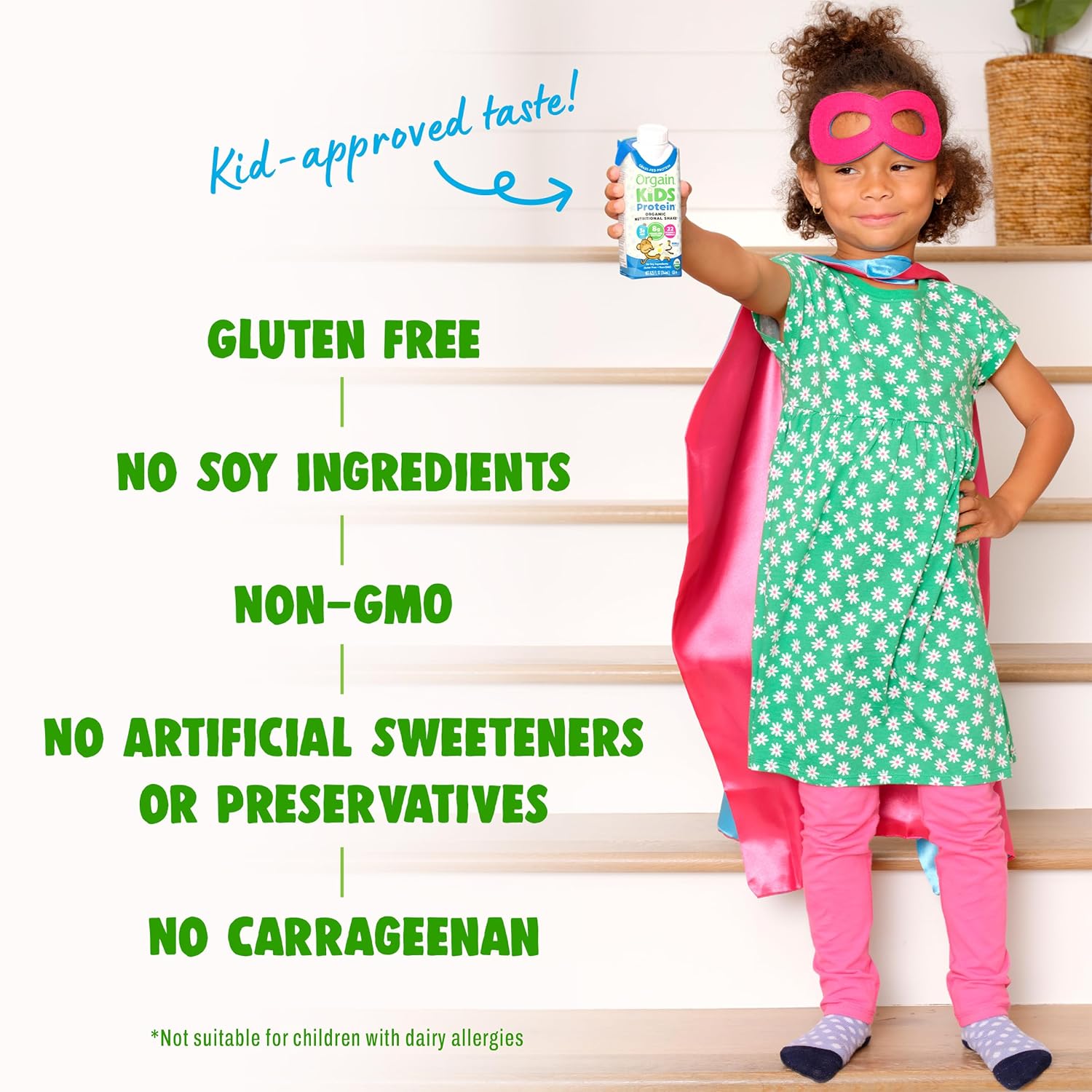 Orgain Organic Kids Nutritional Protein Shake, Vanilla, Healthy Kids Snacks, 8g Dairy Protein, 3g Fiber, 22 Vitamins & Minerals, No Soy ingredients, Gluten Free, Non-GMO, 8.25 Fl Oz (Pack of 12)
