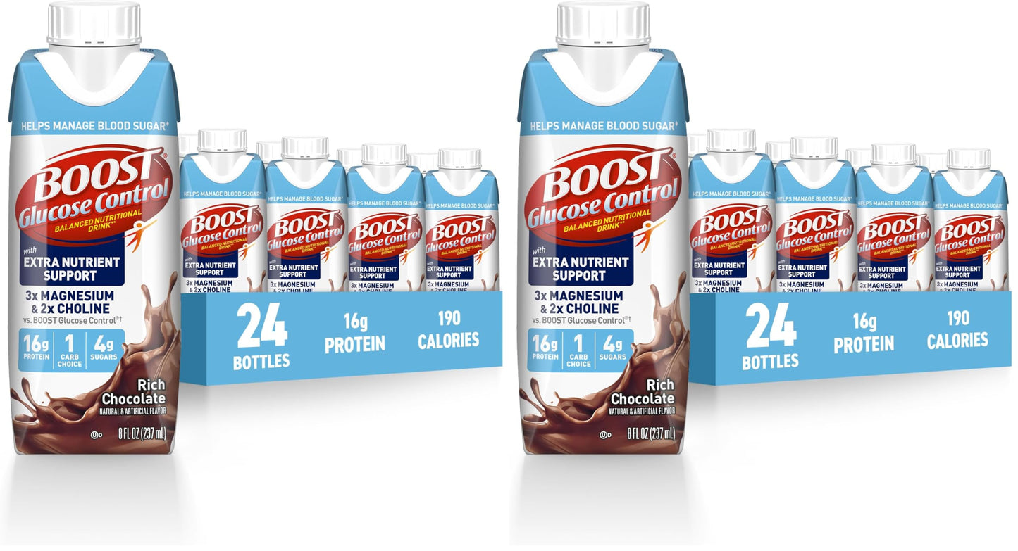 BOOST Glucose Control Ready to Drink Nutritional Drinks with Extra Nutrient Support Drink, Very Vanilla, Carton, 8 Fl Oz, Pack of 24
