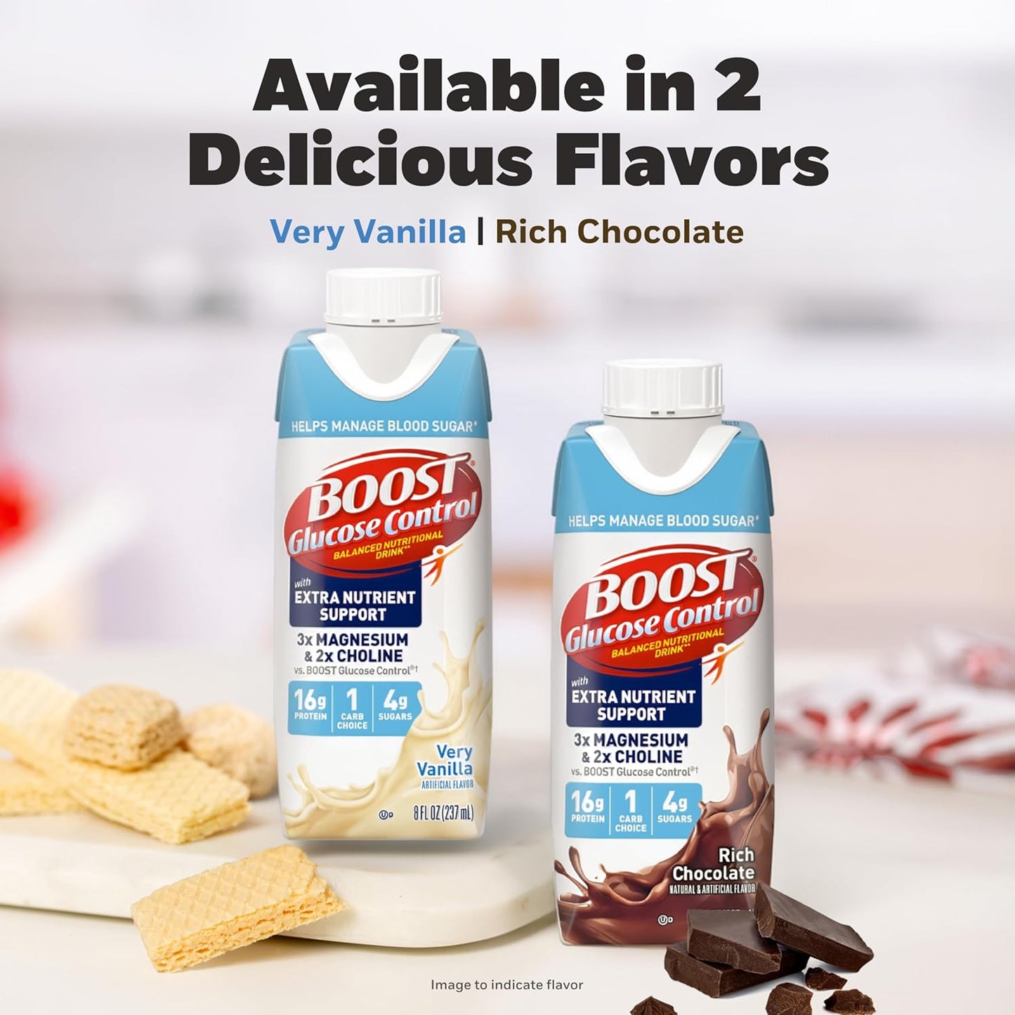 BOOST Glucose Control Ready to Drink Nutritional Drinks with Extra Nutrient Support Drink, Very Vanilla, Carton, 8 Fl Oz, Pack of 24