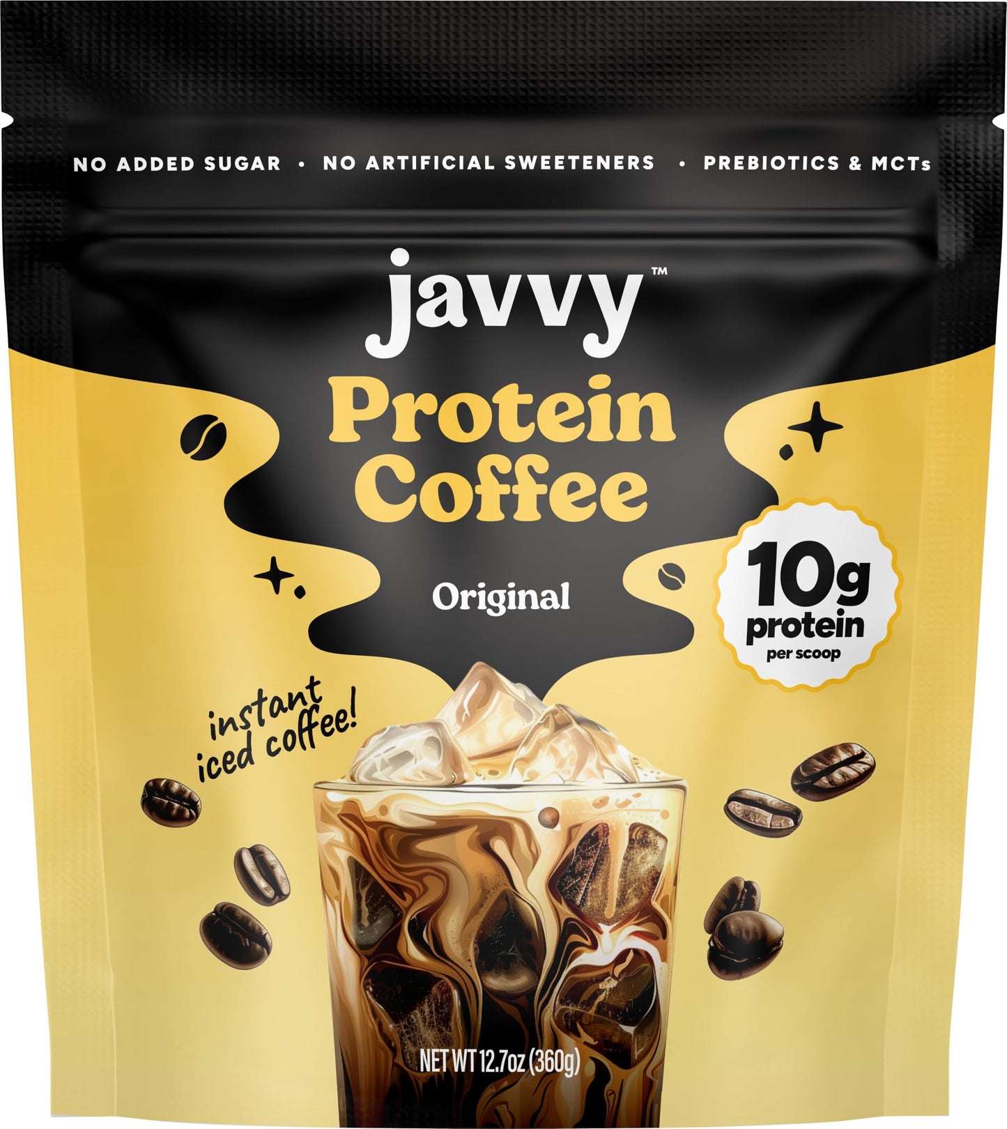 Javvy Iced Protein Coffee with Whey Protein Powder, French Vanilla V3 | 10g Whey Protein, 100% Natural Cold Brew, Zero Artificial Flavors & Sweeteners, 80mg Caffeine, No Added Sugar